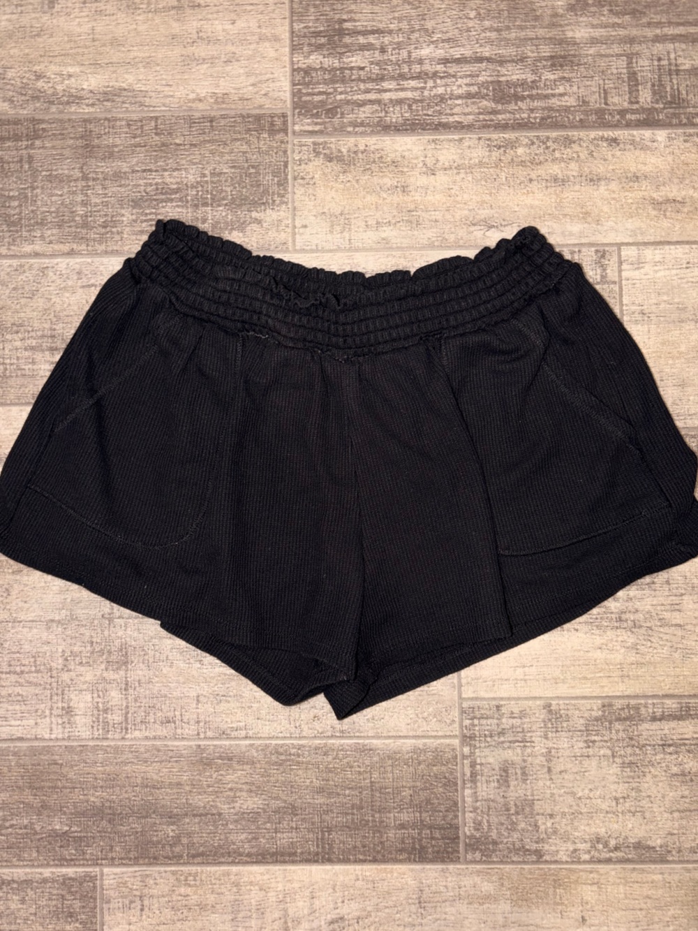 Aeropostale Black Ruched Waist Knit Athletic Shorts